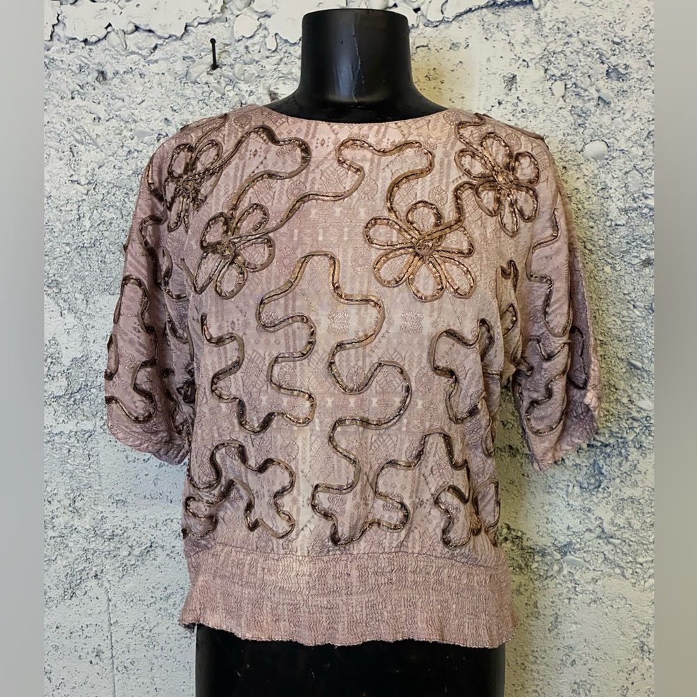 Embellished Vintage 80s Mauve Women's Top